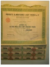 Ancienne action de 3250F PRODUITS ALIMENTAIRES LOUIT FRERES & CIE de 1951