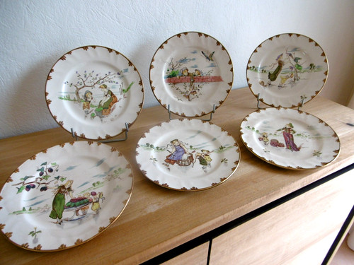 Six assiettes dessert faience - six,