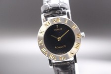 Vintage [EXC+5] Corum Romulus 24.101.21 Roman Black Dial Quartz Round 24mm