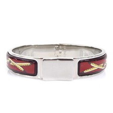 Auth HERMES Clic Clac Bangle Bracelet Silver/Burgundy/Multicolor Metal - e60706a