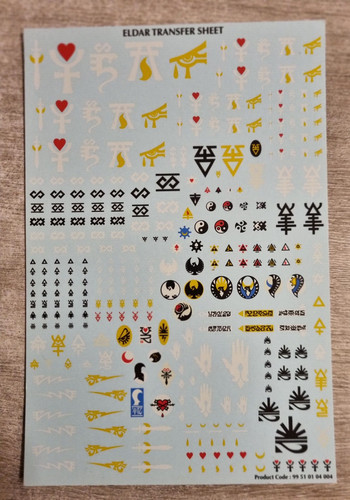 Warhammer eldar transfer sheet - warhammer,