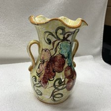 1970’s Vintage 7” Hand Painted Amphora Italian Vase W/Handles, Made in Italy.C7