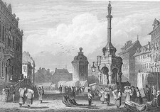 Belgium, LIEGE LE Perron FREEDOM MONUMENT Fountain ~ 1831 Art Print Engraving