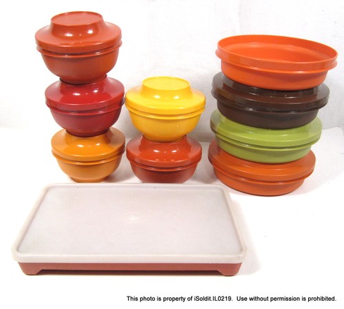 Vtg lot 1970s tupperware - 19-pc,