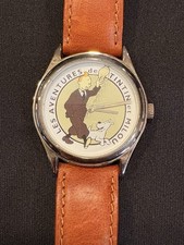 RARE! Les Adventures de Tintin et Milou Vintage Watch, Leather Band, New Battery