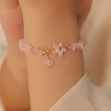 Bracelet quartz rose femmes rose fleur de cerisier femmes pierre bijoux...