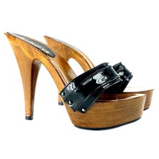 Mule avec Bande en Cuir Talon