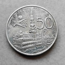 Belgique 50 francs 1958 argent Baudouin Expo 