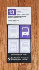 1976 SEPTA TROLLEY STREETCAR TIME TABLE ROUTE 13 PHILADELPHIA PA