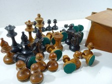 Vintage Gout Staunton Chess Set End 19th Century Weighted King 85mm