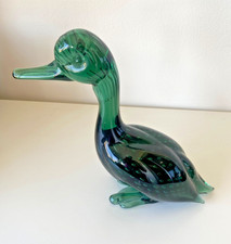 Stunning Blown Glass Duck - Emerald Green - Murano Style - Vintage