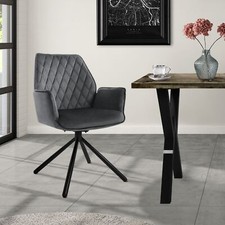 Chaise salle à manger anthracite velours pivotant fauteuil position automatique