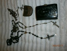 1899 RELIGIOUS OBJECTS LOT/SMALL PARISHIONER/3 ROSARIES ND OF HEAVY/CASE