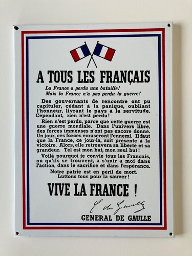 Plaque émaillée appel - , du