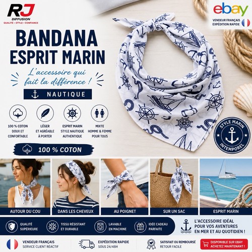 Bandana foulard ancre marine - foulard,