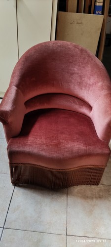 Fauteuil crapaud vieux rose - vieux,