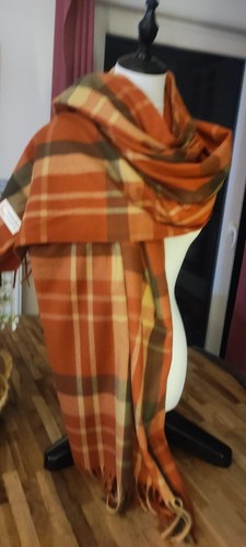 Echarpe orange brique beige - echarpe,