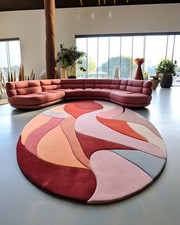 Tapis rond irrégulier coloré