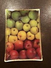 New! Bath and Body Works Candle/Perfume Apple 🍎 Print/Gold Glass Vanity Tray