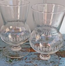 Gordon Highland Scotch Ale Thistle Glasses. Etched PAIR. Vintage VGC