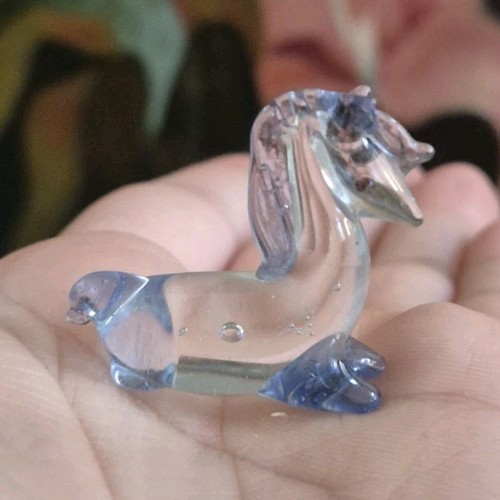 Figurine cheval verre - en, bleu