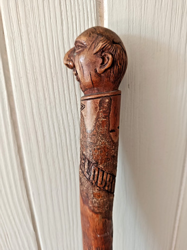 Ancienne canne bois pommeau - ancienne,