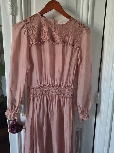 Robe longue soie - robe, rose
