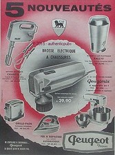 ADVERTISEMENT PEUGEOT FRERES ELECTRIC DRUM BRUSH ROBOT 1960 FRENCH AD PUB