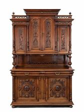 Antique French Henry II Renaissance Carved Buffet Sideboard Cabinet