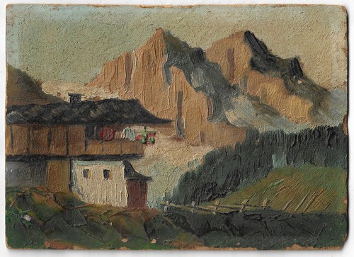 Huile sur carton paysage - carton., de
