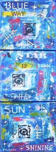 Tableau triptyque acrylique - triptyque,