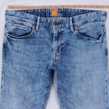 Hommes HUGO BOSS ORANGE 24 Ajusté Straight Élasthanne Bleu Jeans W34 L32
