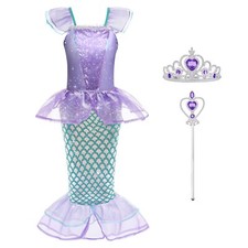 Deguisement Robe Princesse Ariel Costume de Sirène pour Enfant Fille Ariel Ro...