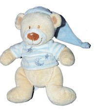 Doudou Peluche ours beige pull lune étoile Nicotoy 22 cm 579/4213