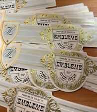 LOT OF 100 EAU DE TOILETTE LABELS / JEAN DE LHOR EMBLEM / PERFUME LABELS OLD