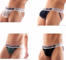 Jockstrap Aussiebum Gay Men's Underwear in Black, White, Blue and Green
