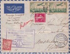 COURRIER PA 1ER TRANSPORT AERIEN SANS SURTAXE FRANCE PAYS-BAS  DU 01/09/1937