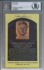 HOF Plaque Post Card Joe Cronin Auto BGS Authentic Autograph