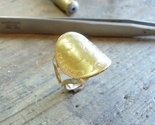 Bague pièce or cintrée fourche large 20 Francs or Napoléon 1er