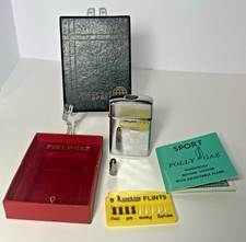 Vintage POLLY-GAZ SPORT Silver Tone Lighter - ORIGINAL BOX & INSERT - Japan