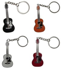 Silver Steel Acoustic Dry Guitar Style Keychain, Different Colors.
