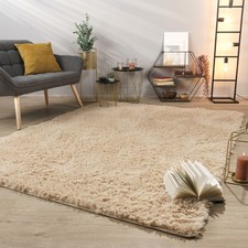 Tapis De Salon Tapis Shaggy Poil Long Doux Peluche Design Moderne Monochrome