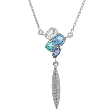 Victoria Cruz Bijoux Collier Pour Femmes Lisbon Argent Tons De Bleu A4789-MHG