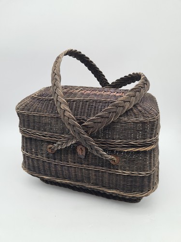 Ancien panier osier gris - panier,
