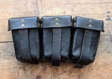 German WWII 98K Black Leather Triple Ammunition Pouch / Original / Rare