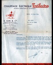 BOBIGNY & PARIS (93 / IX°) ELECTRIC HEATING "TOILECTRO / E. CLIN & Cie" 1954
