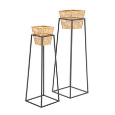 Lot de 2 Cache-Pots sur Pied "Wilma" 70cm Noir & Or