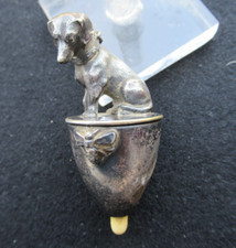 ANCIEN CHIEN TECKEL ABEILLE POIRE de LIT INTERRUPTEUR ELECTRIQUE BRONZE ARGENTE
