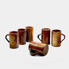 JACKY COVILLE Service 6pcs Mugs Mug Vase Sandstone Handmade 1970 Linard Kjærsgaard