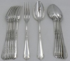 Puiforcat Fer de Lance Queue de Rat 6 couverts à entremet dessert argent Minerve